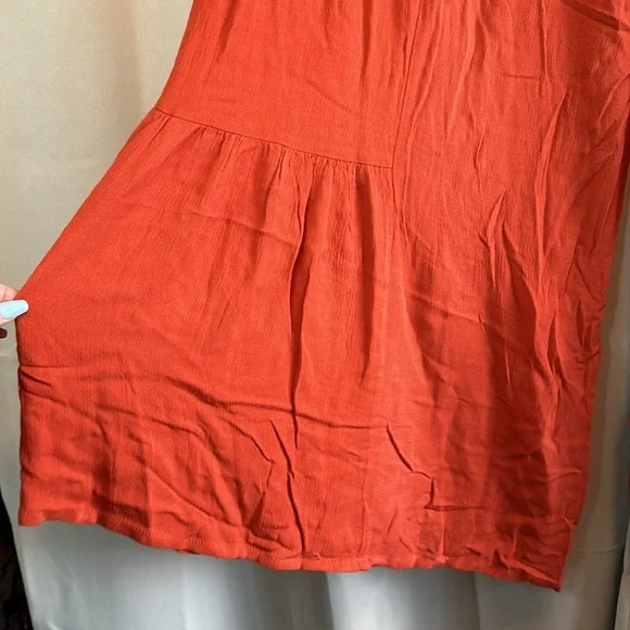 Simplee Burnt Orange Fall Comfy Ruffle Flare Comfort Pants Trousers NWT - Picture 2 of 5